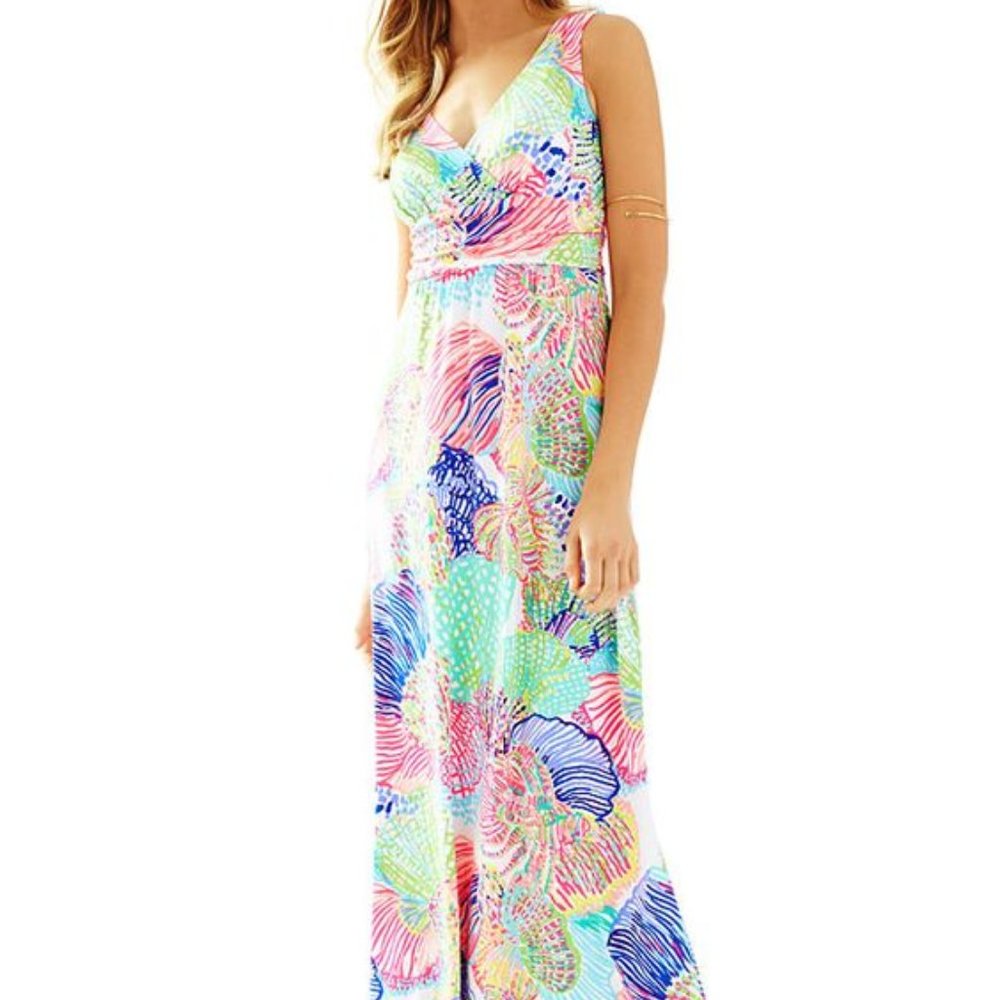 Lilly Pulitzer Pink and Blue V-Neck Sundress